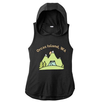 Orcas Island WA Mountains Hiking Climbing Camping & Outdoors Raglan Baseball Tee Ladies PosiCharge Tri-Blend Wicking Draft Hoodie Tank