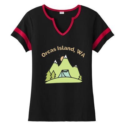 Orcas Island WA Mountains Hiking Climbing Camping & Outdoors Raglan Baseball Tee Ladies Halftime Notch Neck Tee