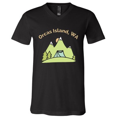 Orcas Island WA Mountains Hiking Climbing Camping & Outdoors Raglan Baseball Tee V-Neck T-Shirt