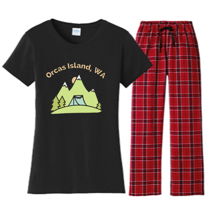 Orcas Island WA Mountains Hiking Climbing Camping & Outdoors Raglan Baseball Tee Women's Flannel Pajama Set