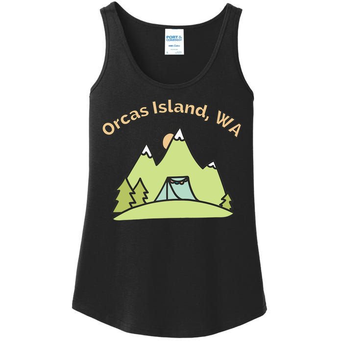 Orcas Island WA Mountains Hiking Climbing Camping & Outdoors Raglan Baseball Tee Ladies Essential Tank