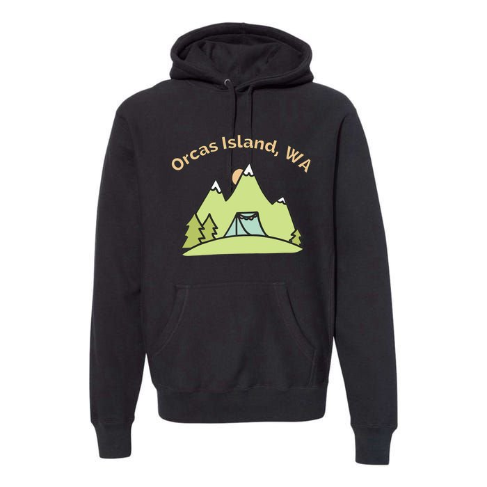 Orcas Island WA Mountains Hiking Climbing Camping & Outdoors Raglan Baseball Tee Premium Hoodie