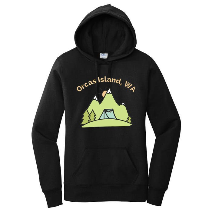 Orcas Island WA Mountains Hiking Climbing Camping & Outdoors Raglan Baseball Tee Women's Pullover Hoodie