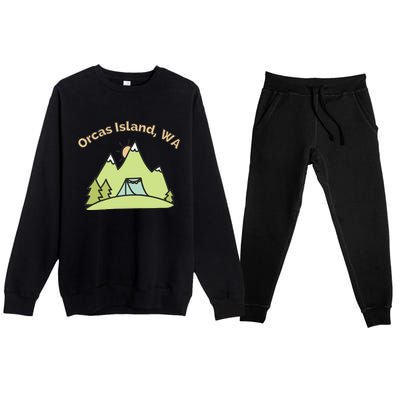 Orcas Island WA Mountains Hiking Climbing Camping & Outdoors Raglan Baseball Tee Premium Crewneck Sweatsuit Set