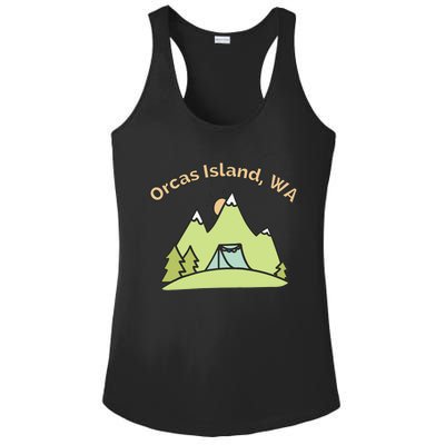 Orcas Island WA Mountains Hiking Climbing Camping & Outdoors Raglan Baseball Tee Ladies PosiCharge Competitor Racerback Tank