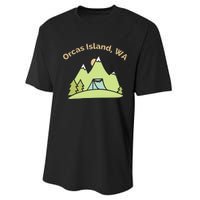 Orcas Island WA Mountains Hiking Climbing Camping & Outdoors Raglan Baseball Tee Performance Sprint T-Shirt