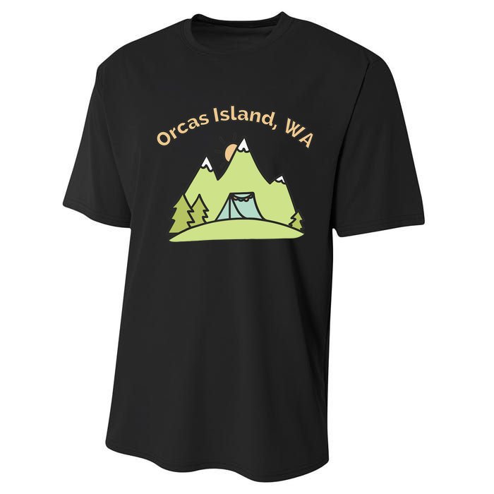 Orcas Island WA Mountains Hiking Climbing Camping & Outdoors Raglan Baseball Tee Performance Sprint T-Shirt