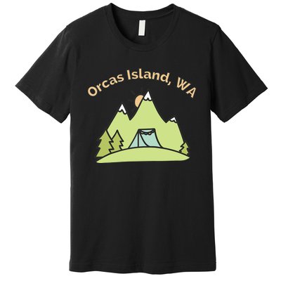 Orcas Island WA Mountains Hiking Climbing Camping & Outdoors Raglan Baseball Tee Premium T-Shirt