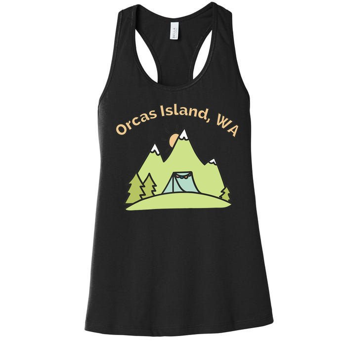 Orcas Island WA Mountains Hiking Climbing Camping & Outdoors Raglan Baseball Tee Women's Racerback Tank