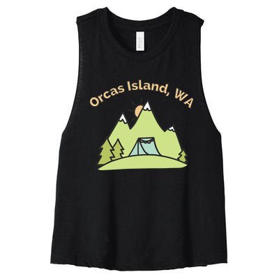 Orcas Island WA Mountains Hiking Climbing Camping & Outdoors Raglan Baseball Tee Women's Racerback Cropped Tank