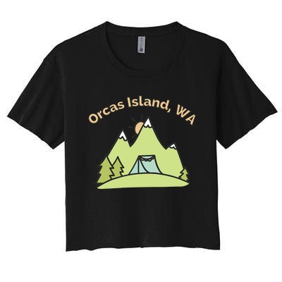 Orcas Island WA Mountains Hiking Climbing Camping & Outdoors Raglan Baseball Tee Women's Crop Top Tee