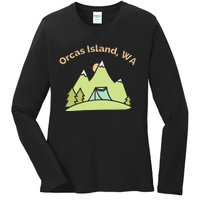 Orcas Island WA Mountains Hiking Climbing Camping & Outdoors Raglan Baseball Tee Ladies Long Sleeve Shirt