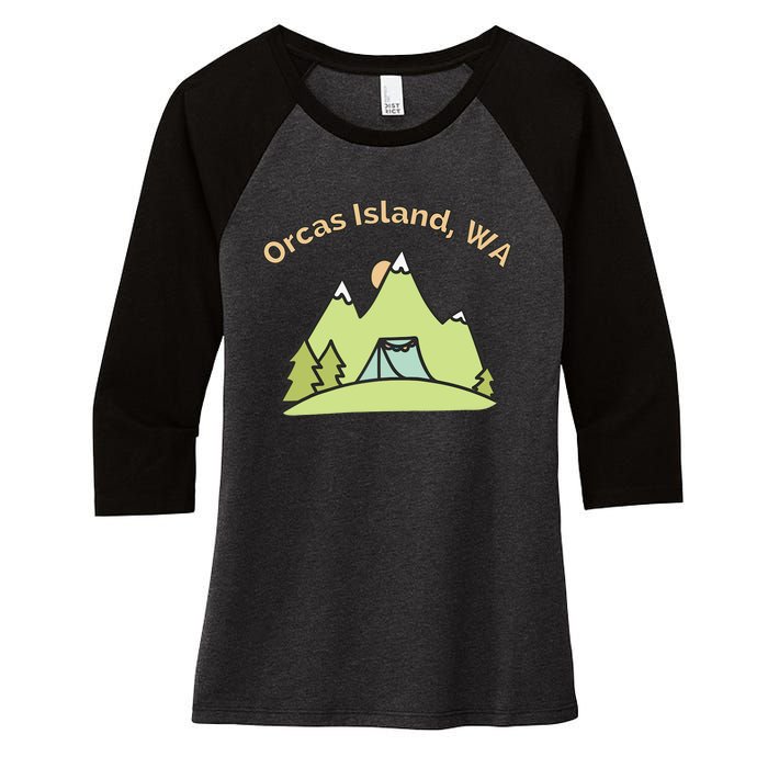 Orcas Island WA Mountains Hiking Climbing Camping & Outdoors Raglan Baseball Tee Women's Tri-Blend 3/4-Sleeve Raglan Shirt