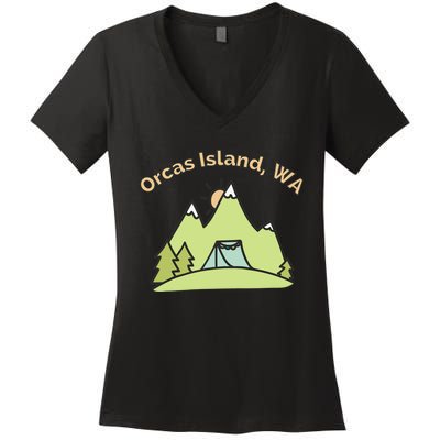 Orcas Island WA Mountains Hiking Climbing Camping & Outdoors Raglan Baseball Tee Women's V-Neck T-Shirt