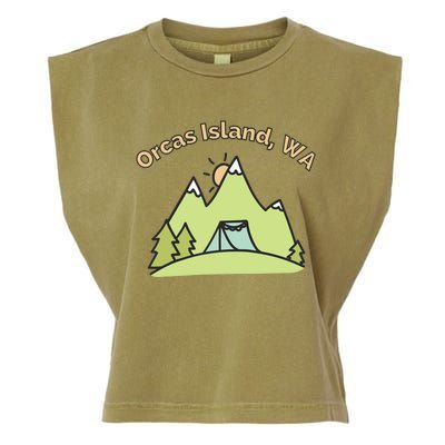 Orcas Island WA Mountains Hiking Climbing Camping & Outdoors Raglan Baseball Tee Garment-Dyed Women's Muscle Tee