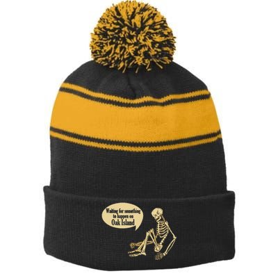 Oak Island Waiting For Something To Happen Skeleton Stripe Pom Pom Beanie