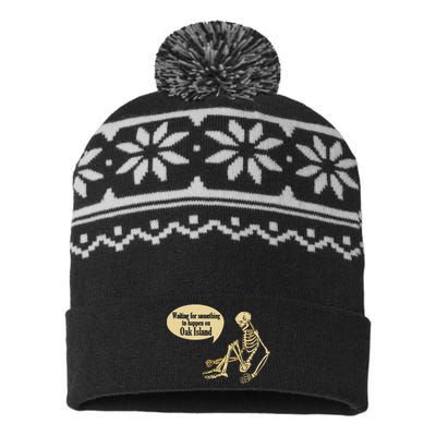 Oak Island Waiting For Something To Happen Skeleton USA-Made Snowflake Beanie