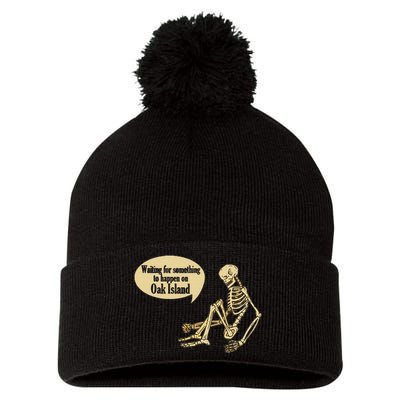 Oak Island Waiting For Something To Happen Skeleton Pom Pom 12in Knit Beanie