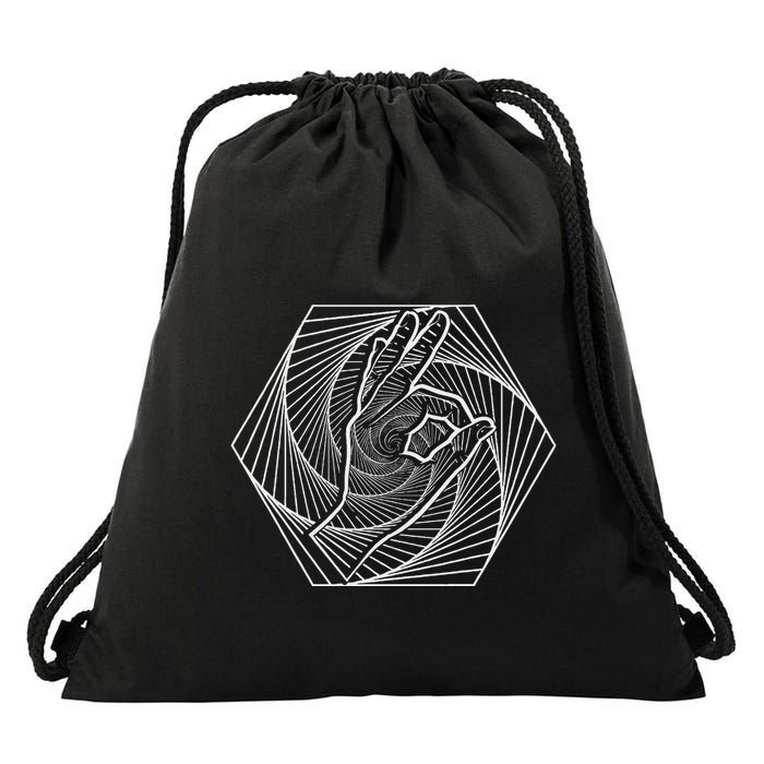 Optical Illusion You Looked Punch Shoulder Circle Game Drawstring Bag