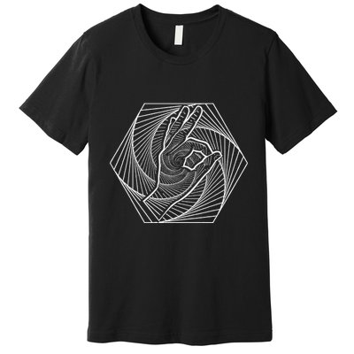 Optical Illusion You Looked Punch Shoulder Circle Game Premium T-Shirt