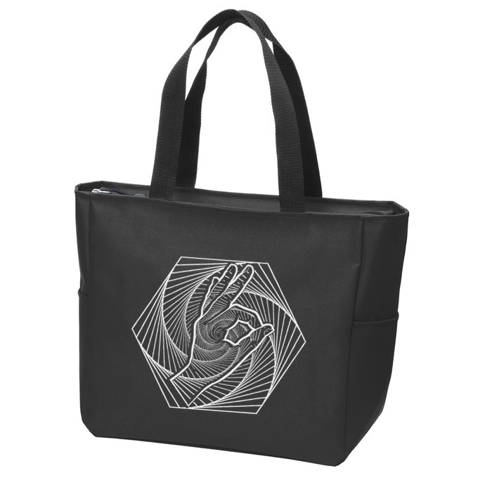 Optical Illusion You Looked Punch Shoulder Circle Game Zip Tote Bag