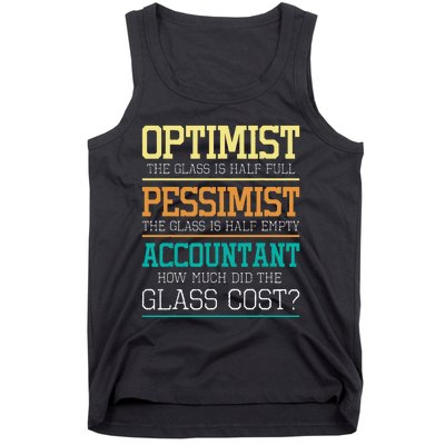 Optimist Joke Accounting Public Accountant Bookkeeper Tank Top