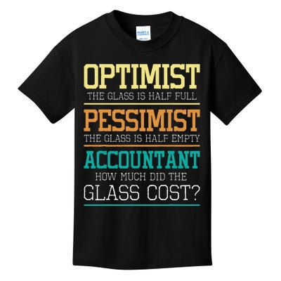 Optimist Joke Accounting Public Accountant Bookkeeper Kids T-Shirt