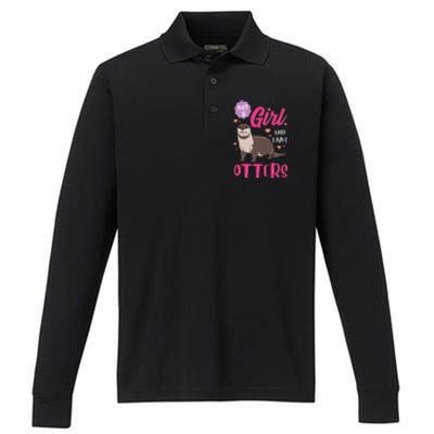 Otter Just A Girl Who Loves Otters Gifts Performance Long Sleeve Polo