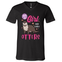 Otter Just A Girl Who Loves Otters Gifts V-Neck T-Shirt