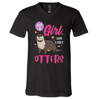 Otter Just A Girl Who Loves Otters Gifts V-Neck T-Shirt