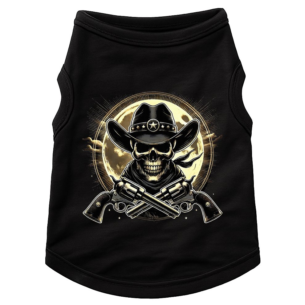Outlaw Justice Cowboy Skull Guns For Western Lovers Doggie Tank