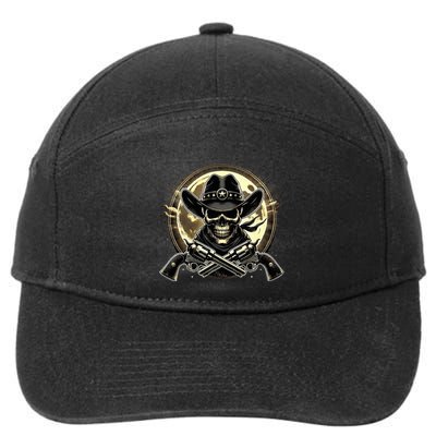 Outlaw Justice Cowboy Skull Guns For Western Lovers 7-Panel Snapback Hat