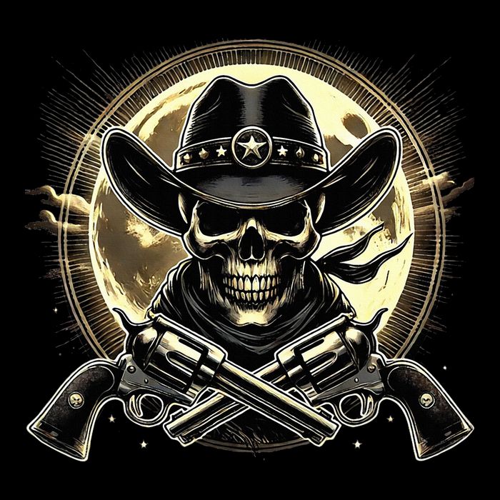 Outlaw Justice Cowboy Skull Guns For Western Lovers Polo