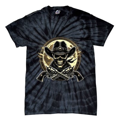 Outlaw Justice Cowboy Skull Guns For Western Lovers Tie-Dye T-Shirt