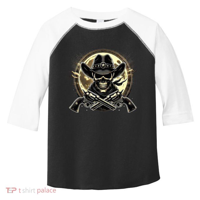 Outlaw Justice Cowboy Skull Guns For Western Lovers Toddler Fine Jersey T-Shirt