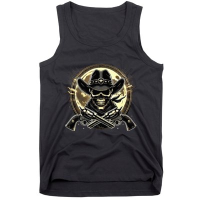 Outlaw Justice Cowboy Skull Guns For Western Lovers Tank Top