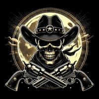 Outlaw Justice Cowboy Skull Guns For Western Lovers Womens T-Shirt