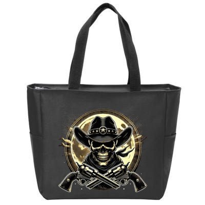 Outlaw Justice Cowboy Skull Guns For Western Lovers Zip Tote Bag