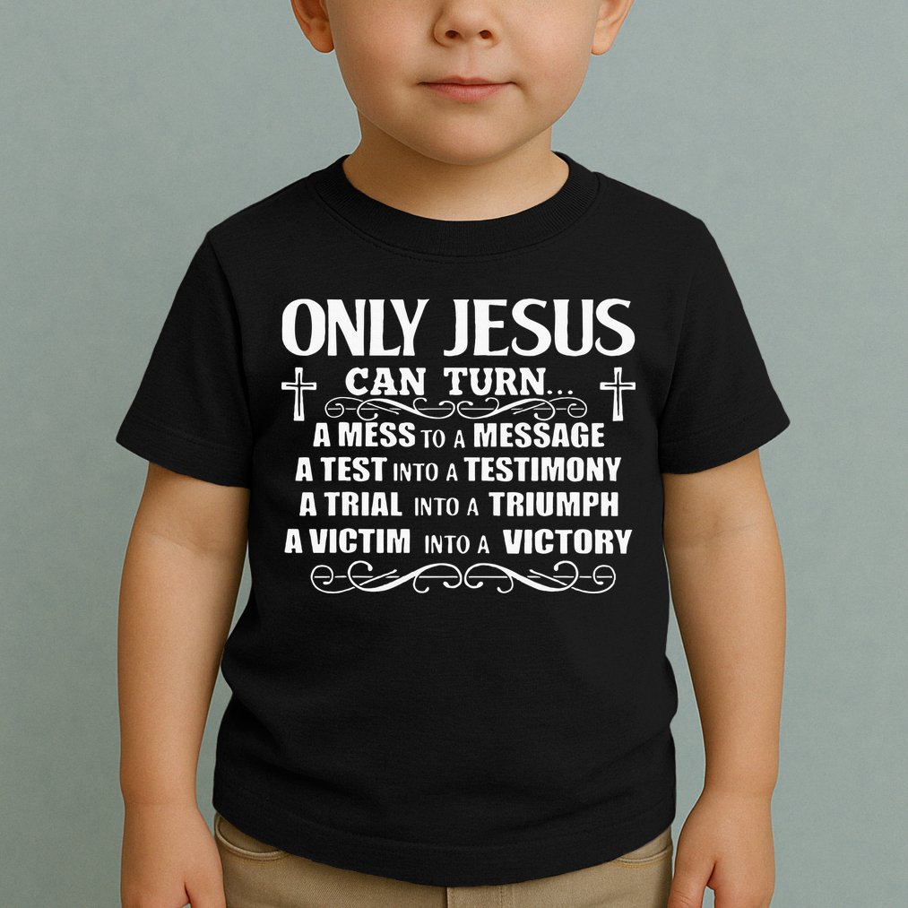Only Jesus Can Turn A Mess To A Message Test Into Testimony Toddler T-Shirt