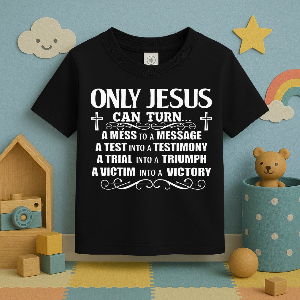 Only Jesus Can Turn A Mess To A Message Test Into Testimony Toddler T-Shirt