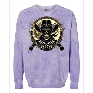 Outlaw Justice Cowboy Skull Guns For Western Lovers Colorblast Crewneck Sweatshirt