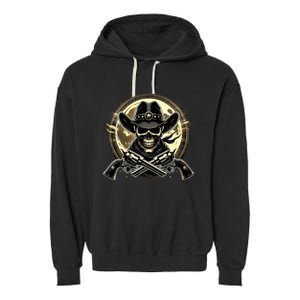 Outlaw Justice Cowboy Skull Guns For Western Lovers Garment-Dyed Fleece Hoodie