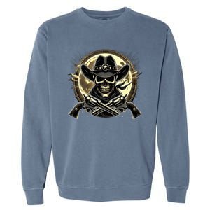 Outlaw Justice Cowboy Skull Guns For Western Lovers Garment-Dyed Sweatshirt