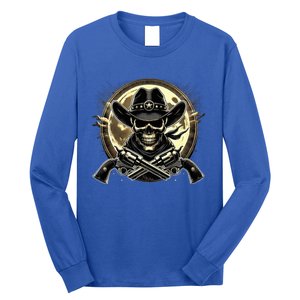 Outlaw Justice Cowboy Skull Guns For Western Lovers Long Sleeve Shirt