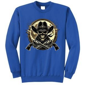 Outlaw Justice Cowboy Skull Guns For Western Lovers Tall Sweatshirt