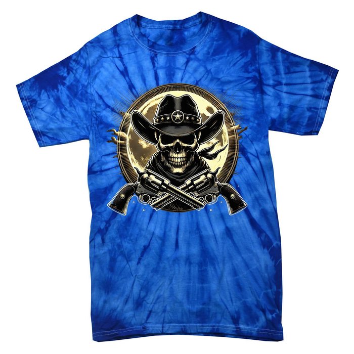 Outlaw Justice Cowboy Skull Guns For Western Lovers Tie-Dye T-Shirt