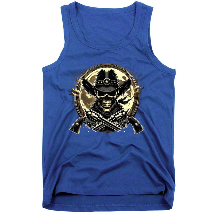 Outlaw Justice Cowboy Skull Guns For Western Lovers Tank Top