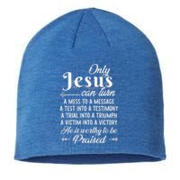 Only Jesus Can Turn Mess To Message Victim To Victory Best Sustainable Beanie