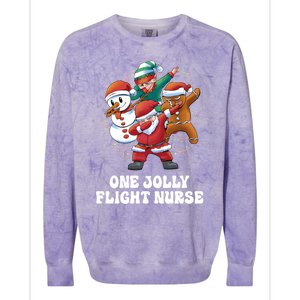 One Jolly Flight Nurse Dabbing Santa Christmas Funny Gift Colorblast Crewneck Sweatshirt