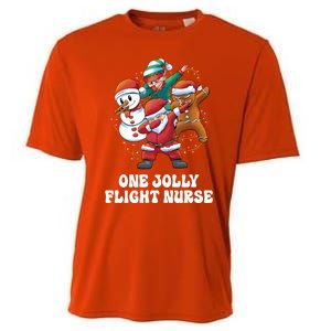 One Jolly Flight Nurse Dabbing Santa Christmas Funny Gift Cooling Performance Crew T-Shirt